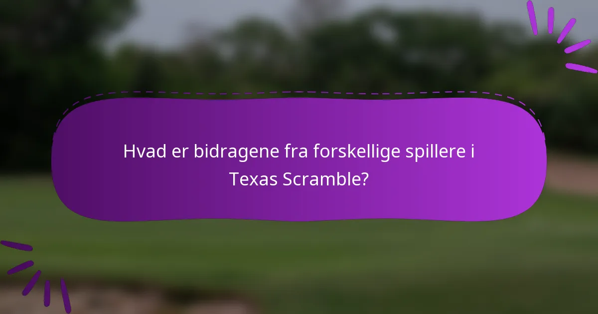 Hvad er bidragene fra forskellige spillere i Texas Scramble?