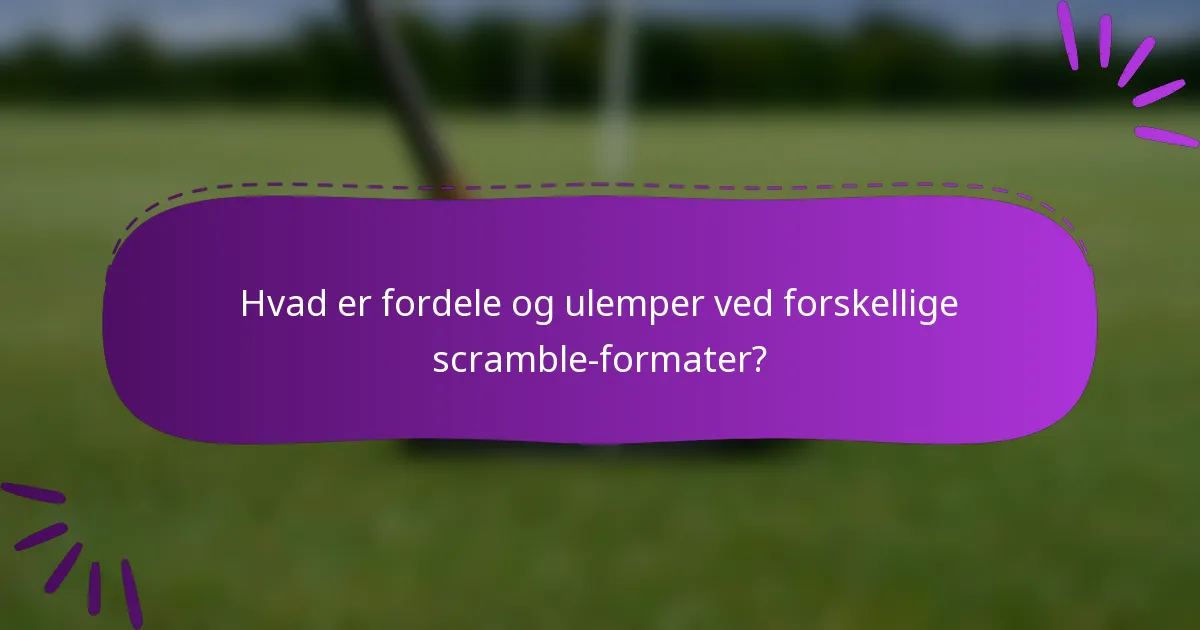 Hvad er fordele og ulemper ved forskellige scramble-formater?