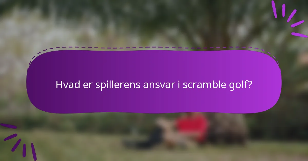 Hvad er spillerens ansvar i scramble golf?